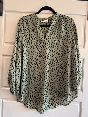 Lush Olive and Black Leopard Print V-Neck Tunic